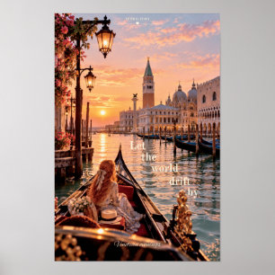 Laat de wereld voorbij drijven Venetië Italië Zons Poster