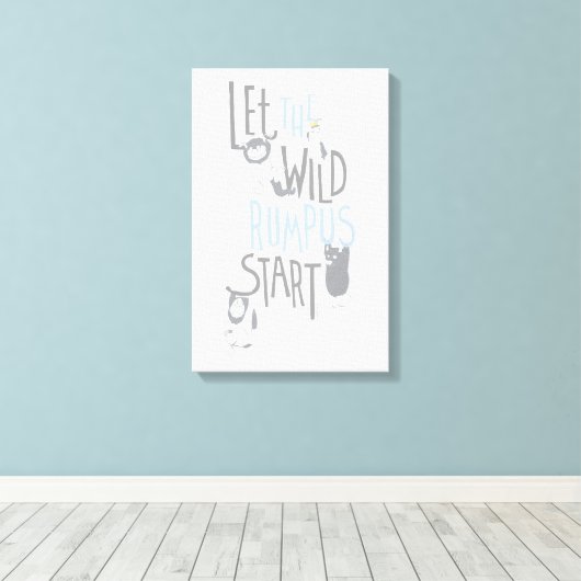 Laat de Wilde Rumpus beginnen - Blauw Canvas Afdruk (Insitu (Houten vloer))