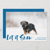 Laat de winter winter door het licht blauw feestdagenkaart (Voorkant / Achterkant)