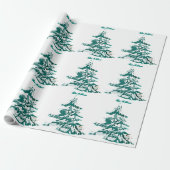 Laat de winterkerstboom de Waterverf sneeuwen Cadeaupapier (Uitgerold)