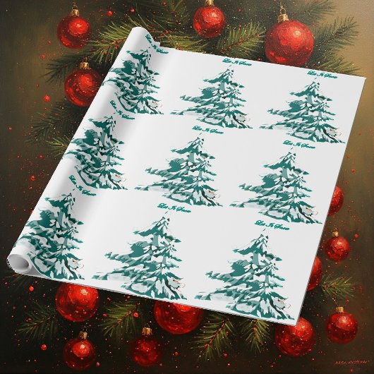 Laat de winterkerstboom de Waterverf sneeuwen Cadeaupapier