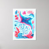 Laat de zee je vrij canvas afdruk (Voorkant)