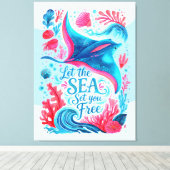 Laat de zee je vrij canvas afdruk (Insitu (Houten vloer))