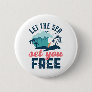 Laat De Zee Jou Vrijheid Geven Vintage Retro Zomer Ronde Button 5,7 Cm