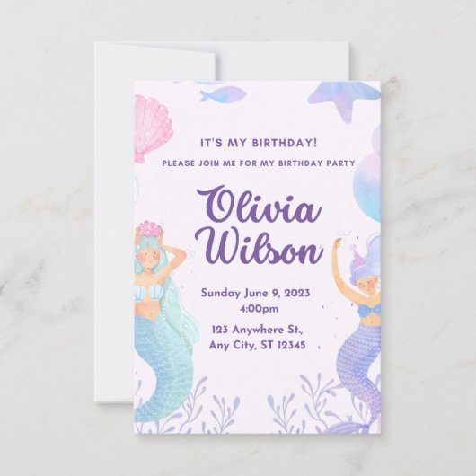 Laat de zeemeerminnen feesten kaart (Voorkant)