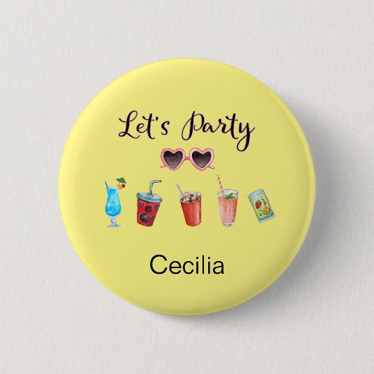 Laat de Zomer van de Partij met Naam Personalisere Ronde Button 5,7 Cm (Voorkant)