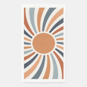 Laat de zon in kleurrijk retro-stijlontwerp servet