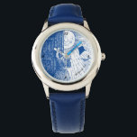 Laat de zon schijnen in blauw horloge<br><div class="desc">Dit grillige horloge toont een jong meisje dat haar deur naar de zon opent. Het kan worden gepersonaliseerd met een regel tekst. Geweldig cadeau voor elk meisje.</div>