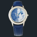 Laat de zon schijnen in blauw horloge<br><div class="desc">Dit grillige horloge toont een jong meisje dat haar deur naar de zon opent. Het kan worden gepersonaliseerd met een regel tekst. Geweldig cadeau voor elk meisje.</div>