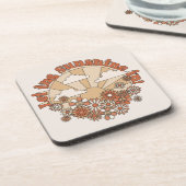Laat de zonneschijn in Groovy Daisy Hippie Flowers Bier Onderzetter (Linkerzijde)