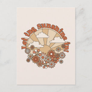 Laat de zonneschijn in Groovy Daisy Hippie Flowers Briefkaart