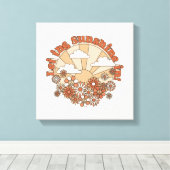 Laat de zonneschijn in Groovy Daisy Hippie Flowers Canvas Afdruk (Insitu (Houten vloer))