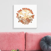 Laat de zonneschijn in Groovy Daisy Hippie Flowers Canvas Afdruk (Insitu (Woonkamer))