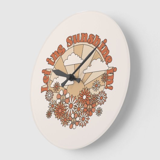 Laat de zonneschijn in Groovy Daisy Hippie Flowers Grote Klok (Hoek)