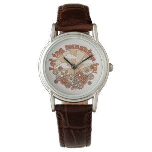Laat de zonneschijn in Groovy Daisy Hippie Flowers Horloge