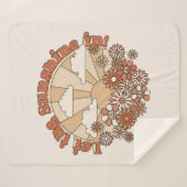 Laat de zonneschijn in Groovy Daisy Hippie Flowers Sherpa Deken (Voorkant (horizontaal))