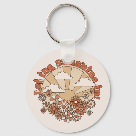Laat de zonneschijn in Groovy Daisy Hippie Flowers Sleutelhanger (Voorkant)
