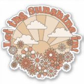Laat de zonneschijn in Groovy Daisy Hippie Flowers Sticker (Voorkant)