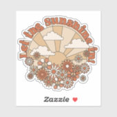 Laat de zonneschijn in Groovy Daisy Hippie Flowers Sticker (Vel)
