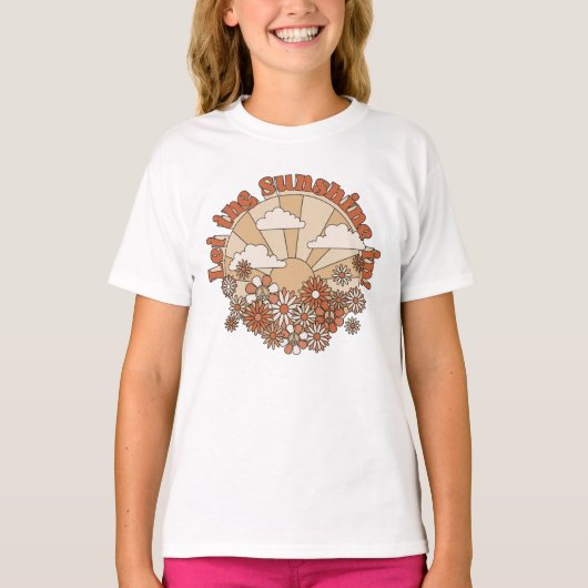 Laat de zonneschijn in Groovy Daisy Hippie Flowers T-shirt (Voorkant)