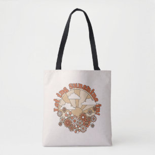 Laat de zonneschijn in Groovy Daisy Hippie Flowers Tote Bag