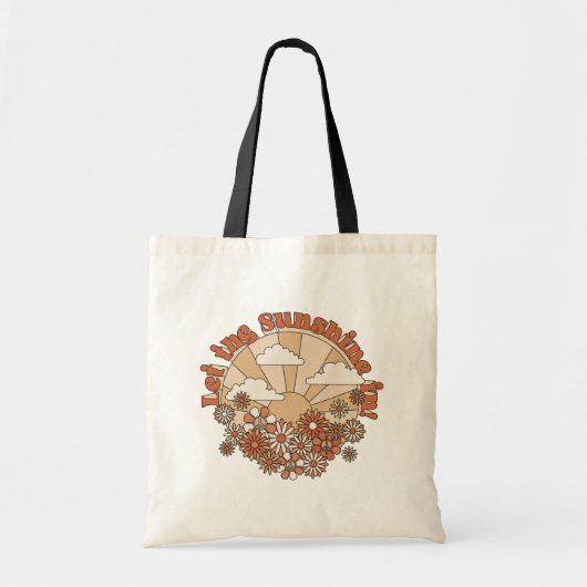 Laat de zonneschijn in Groovy Daisy Hippie Flowers Tote Bag (Voorkant)