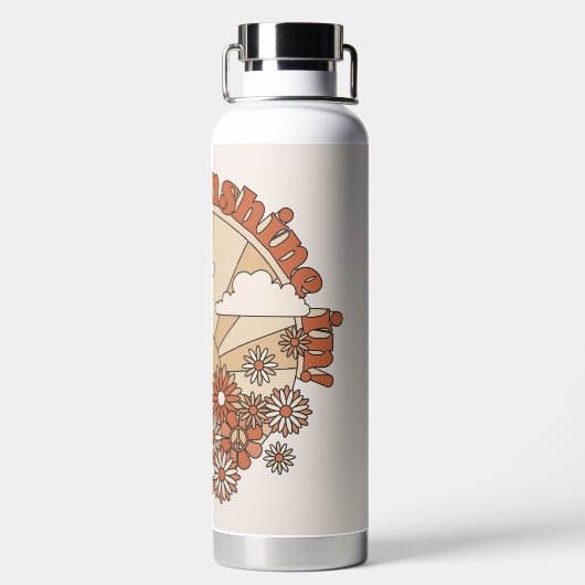 Laat de zonneschijn in Groovy Daisy Hippie Flowers Waterfles (Achterkant)