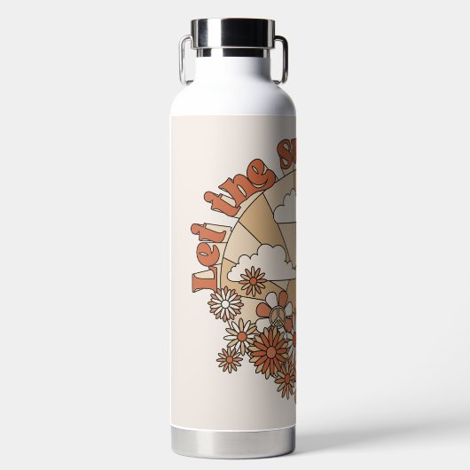 Laat de zonneschijn in Groovy Daisy Hippie Flowers Waterfles (Voorkant)