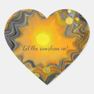 Laat de zonneschijn in Retro Love Hart Sticker