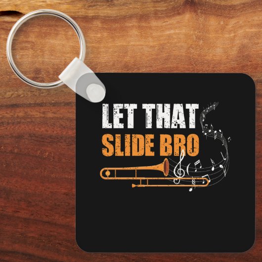 Laat die slide bro grappige trombone speler band v sleutelhanger (Voorkant)