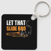 Laat die slide bro grappige trombone speler band v sleutelhanger (Achterkant)