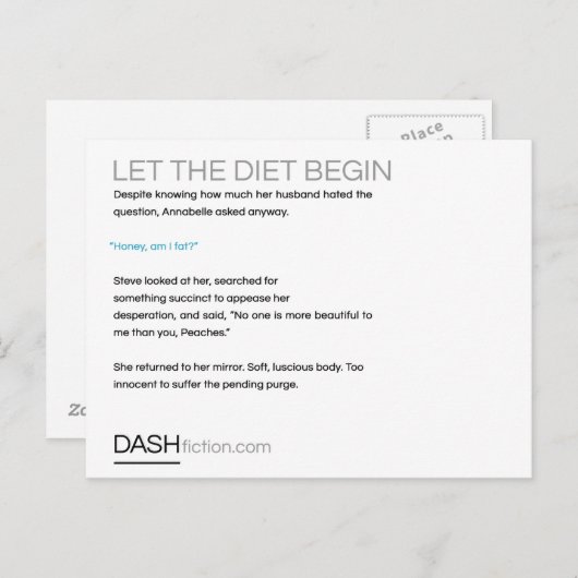 Laat Diet Briefkaart beginnen (Voorkant / Achterkant)