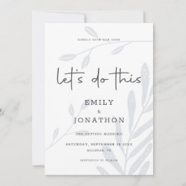 Laat dit gebladerte stoffig blauw de datum opslaan save the date