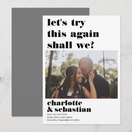 Laat dit opnieuw proberen sparen de Foto van de Da Save The Date (Voorkant / Achterkant)