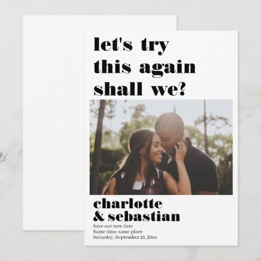 Laat dit opnieuw proberen sparen de Foto van de Da Save The Date (Voorkant / Achterkant)