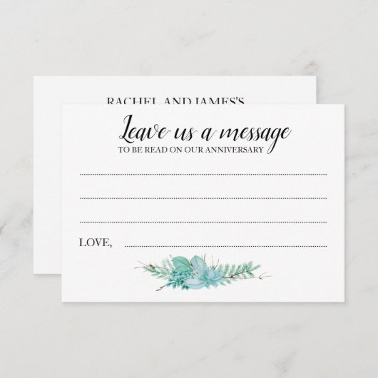 Laat een bericht botanisch groen huwelijksadvies a advieskaart (Voorkant / Achterkant)