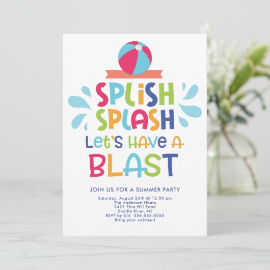 Laat een Blast Pool Party Uitnodiging (Staand voorkant)