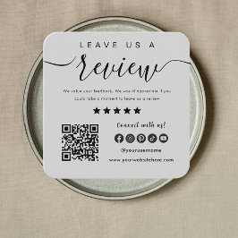 Laat een Review achter QR Code Social Media Grey L Vierkante Visitekaartje