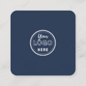 Laat een Review achter Social Media QR Code Navy B Vierkante Visitekaartje (Achterkant)