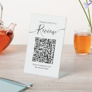 Laat een Review Custom QR Code Business Company Reclamebord Met Voetstuk