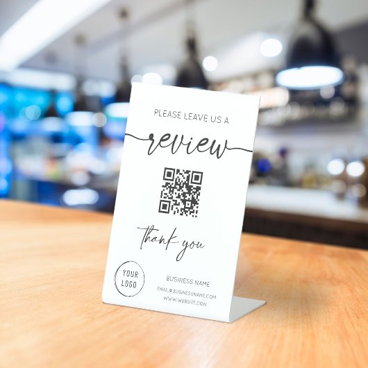 Laat een Review QR code achter Reclamebord Met Voetstuk