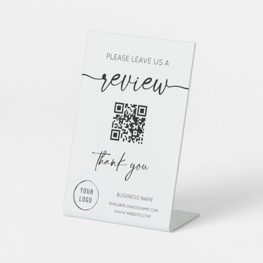 Laat een Review QR code achter Reclamebord Met Voetstuk (Voorkant)