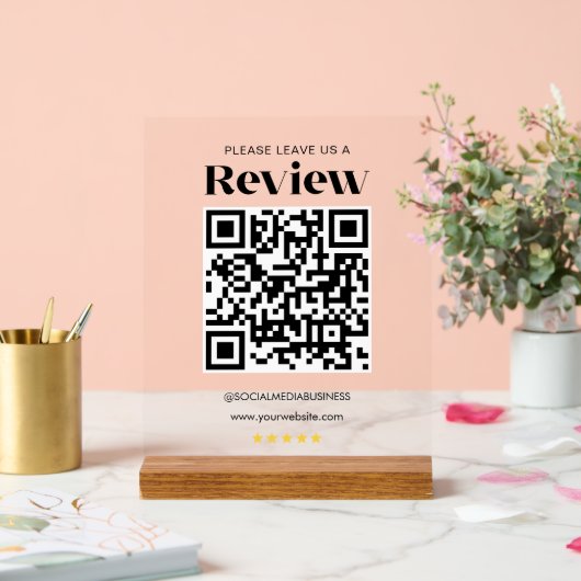 Laat een Review QR Code gepersonaliseerde sociale  Acryl Bord (Huwelijk)