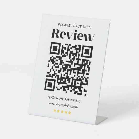 Laat een Review QR Code gepersonaliseerde sociale  Reclamebord Met Voetstuk (Voorkant)