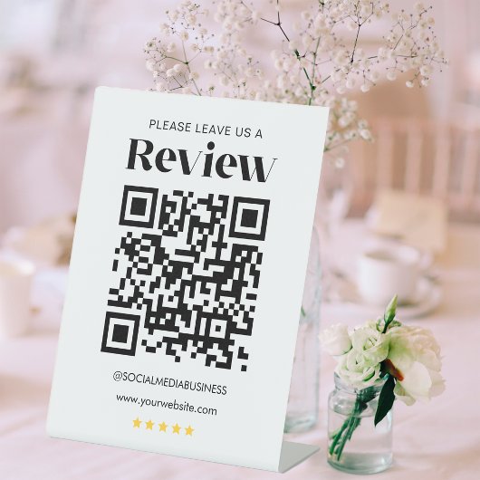 Laat een Review QR Code gepersonaliseerde sociale  Reclamebord Met Voetstuk