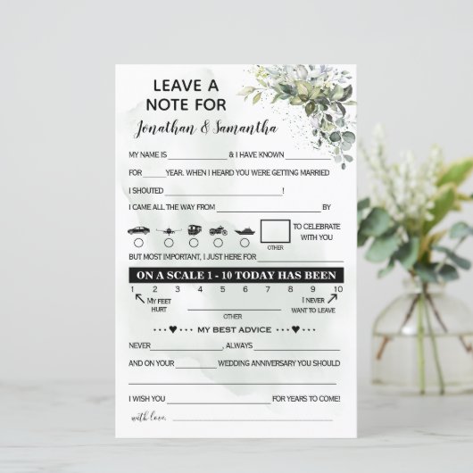 Laat een tweetalige eucalyptusbruiloft achter (Staand voorkant)