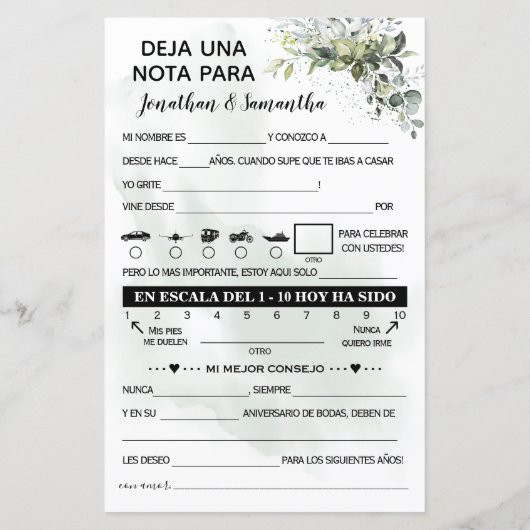 Laat een tweetalige eucalyptusbruiloft achter (Achterkant)