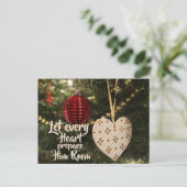 Laat elk hart zijn kamer klaarmaken, kerstkarol feestdagenkaart (Staand voorkant)