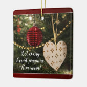 Laat elk hart zijn kamer voorbereiden, kerstkarol keramisch ornament (Links)