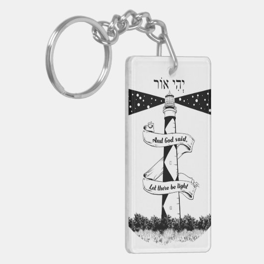 Laat er licht zwart en wit zijn sleutelhanger (Voorkant Links)
